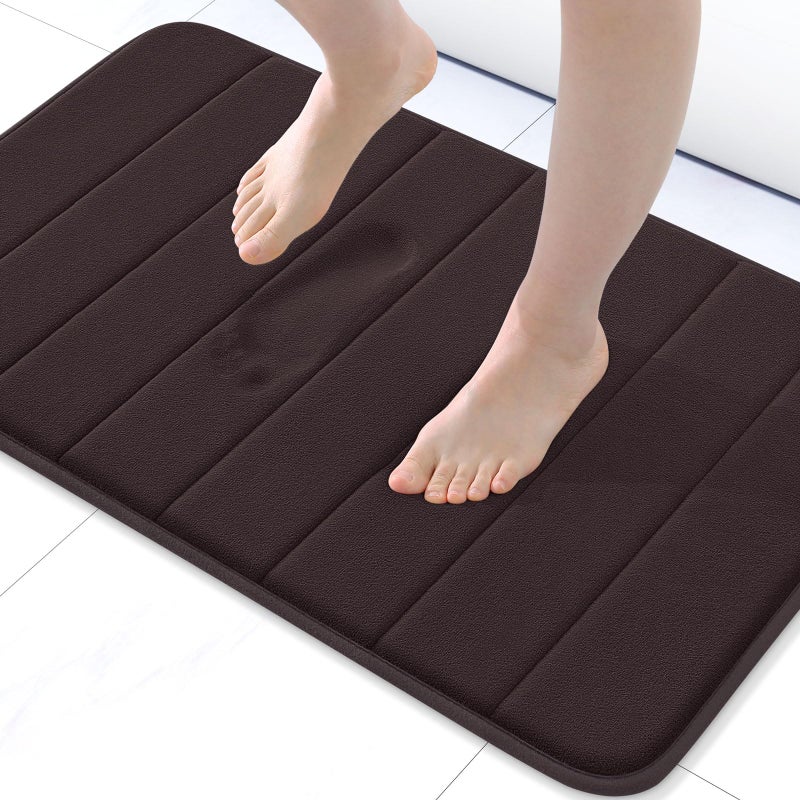 Buganda Memory Foam Bath Mat, 30" x 20", Ultra Soft and Non-Slip Bathroom Rugs, Water Absorbent and Machine Washable Bath Rug for Bathroom, Shower, and Tub, Brown - Image 1